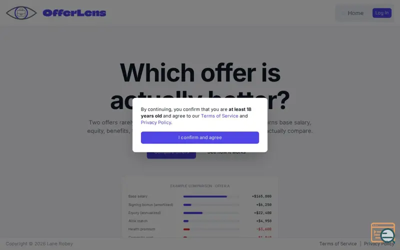 Screenshot of OfferLens