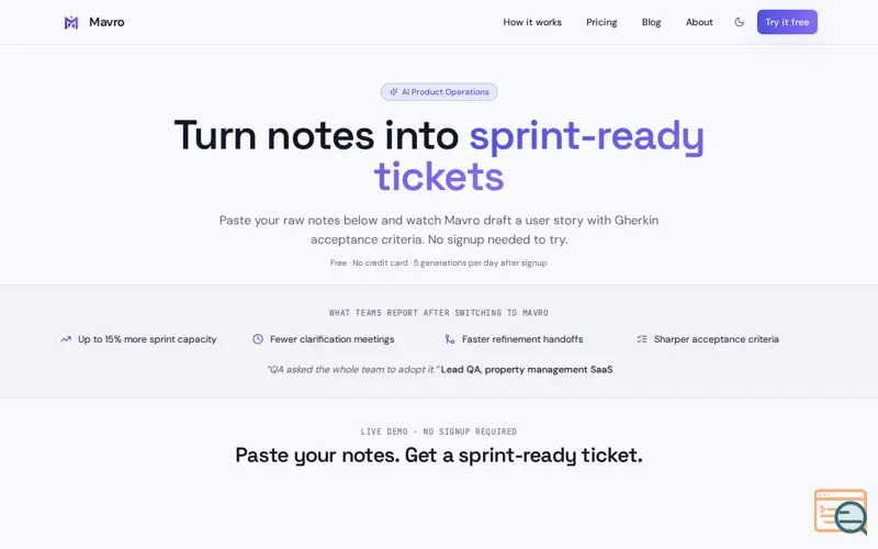 Screenshot of Mavro