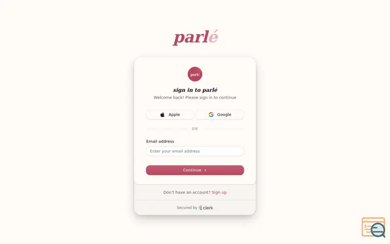 Screenshot of  Parlé Web