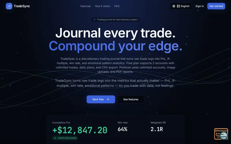 Screenshot of TradeSync