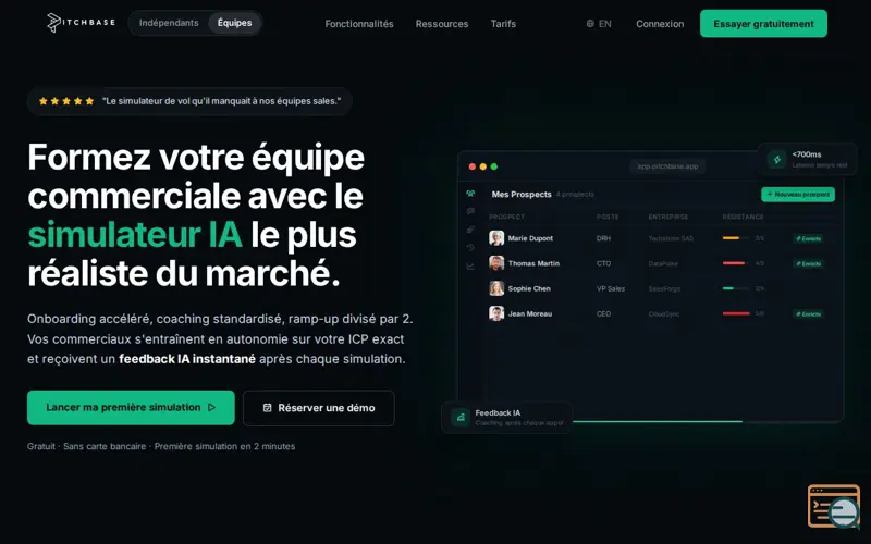 Screenshot of Pitchbase, a launch using Cartesia
