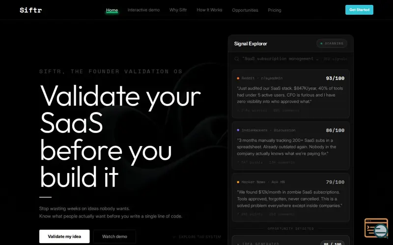Screenshot of Siftr