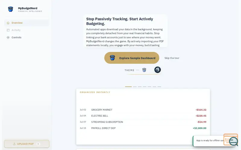 Screenshot of MyBudgetNerd