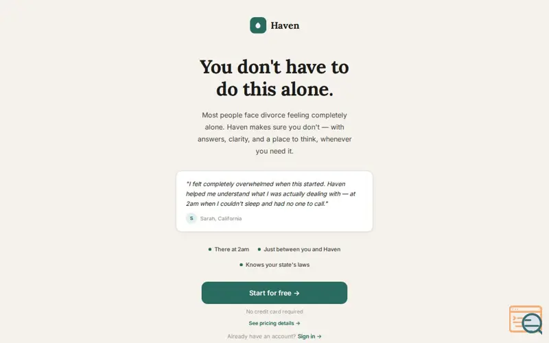 Screenshot of Haven