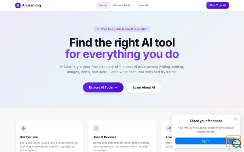 Screenshot of AI Learning