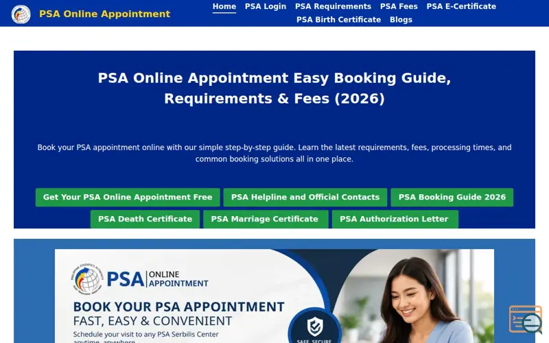 Screenshot of psaonlineappointmentt.com