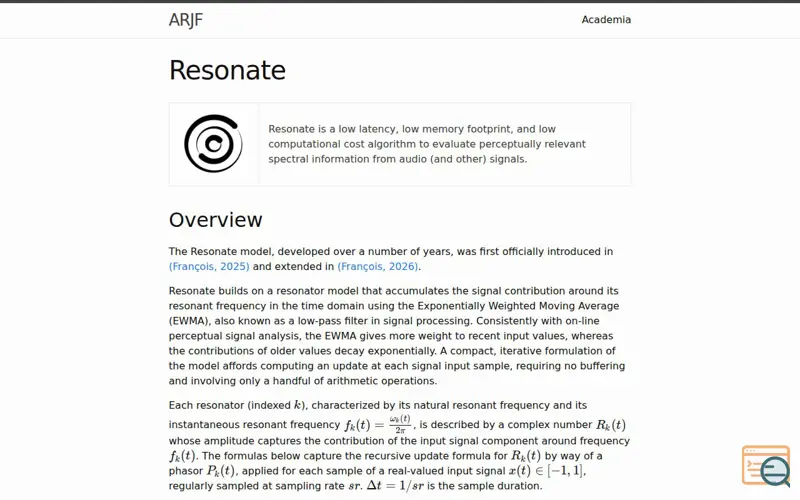 Screenshot of Resonate, a launch using Turbify