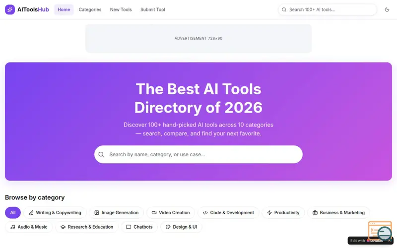 Screenshot of AIToolsHub