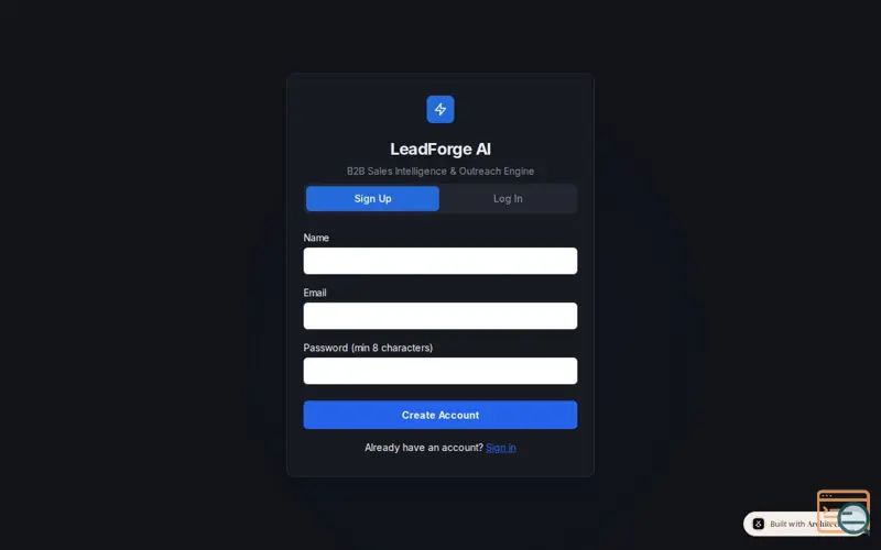 Screenshot of LeadForge AI by Lyzr