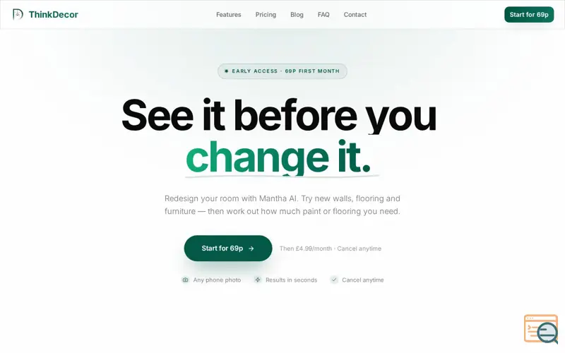 Screenshot of ThinkDecor