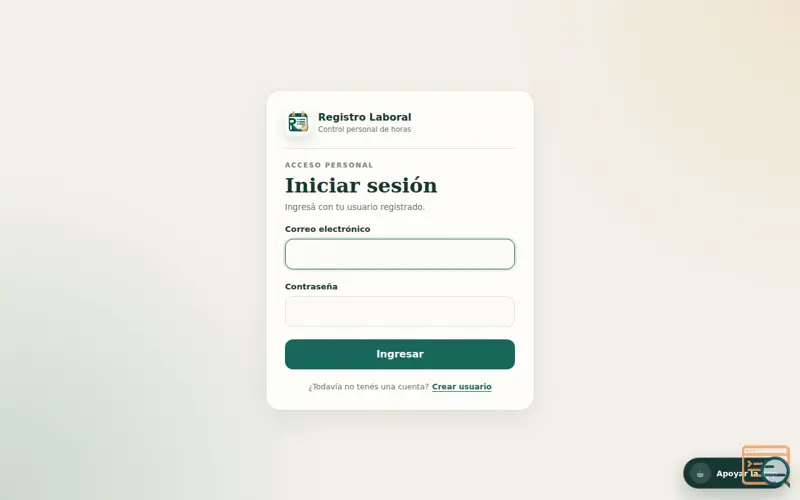 Screenshot of Registro Laboral