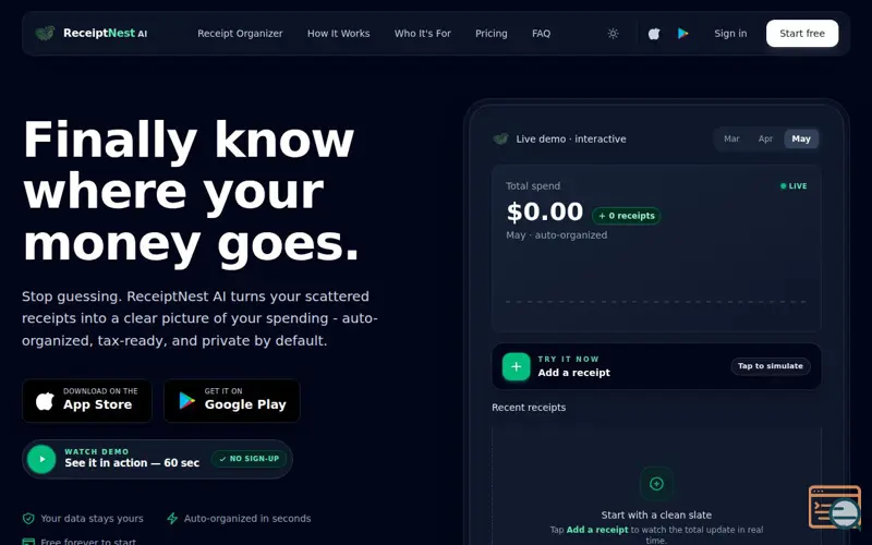 Screenshot of ReceiptNest AI