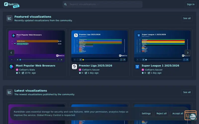 Screenshot of RankGlide