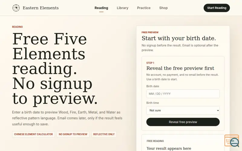 Screenshot of Eastern Elements