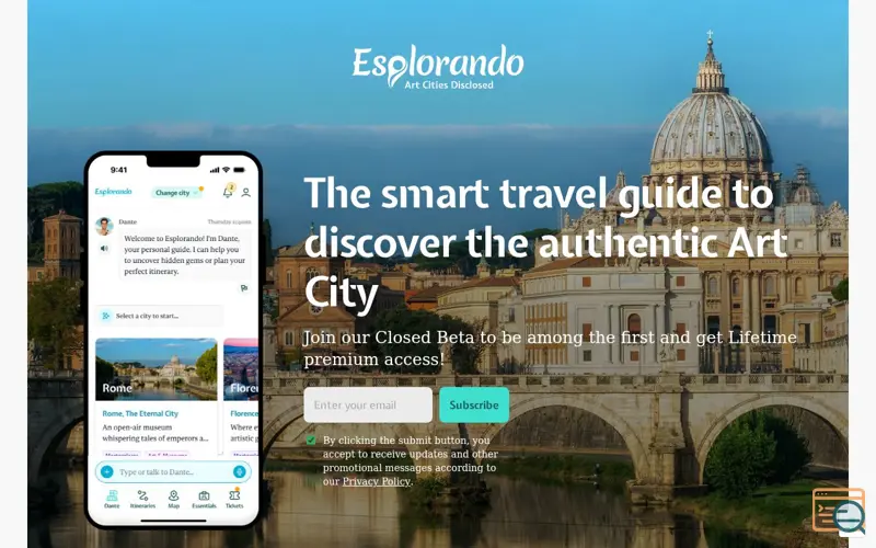 Screenshot of Esplorando, a launch using Bing Ads