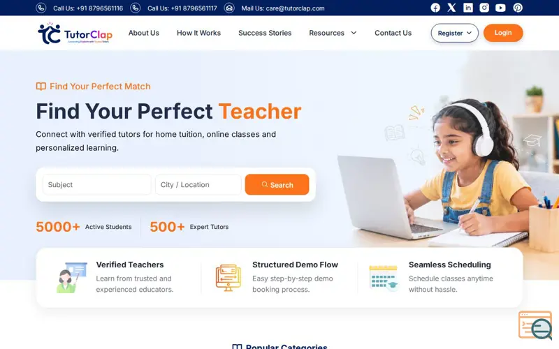 Screenshot of Tutor Clap