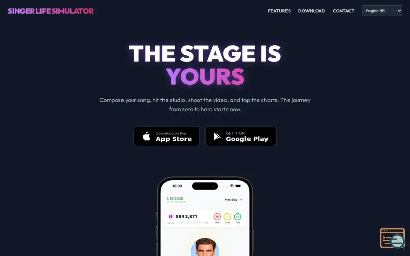 Screenshot of Singer Life Simulator, a launch using Kurumsaleposta