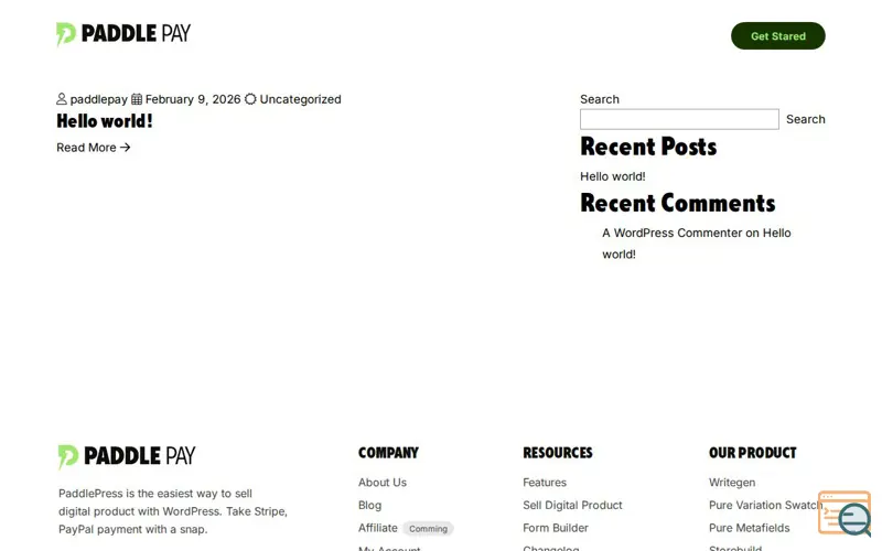 Screenshot of PaddlePay