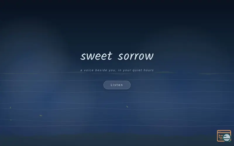 Screenshot of sweet sorrow — a voice beside you