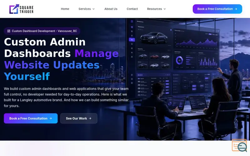 Screenshot of Custom Admin Dashboards ¬Square Trigger