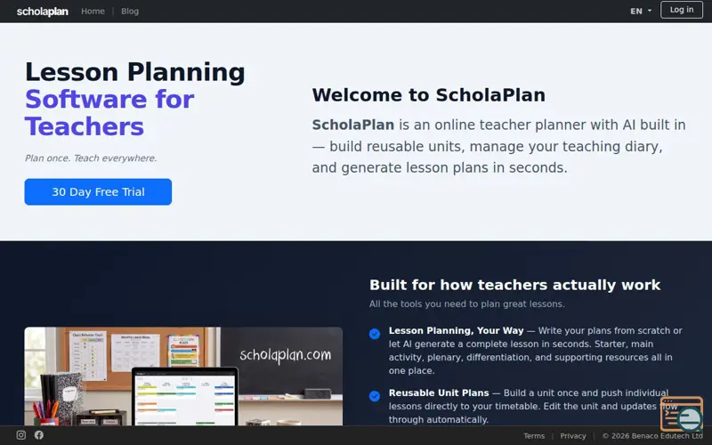 Screenshot of ScholaPlan, a launch using GNU Terry Pratchett