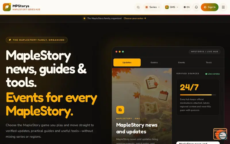 Screenshot of MPStorys – MapleStory Tools, Guides & Simulators, a launch using Lovable App