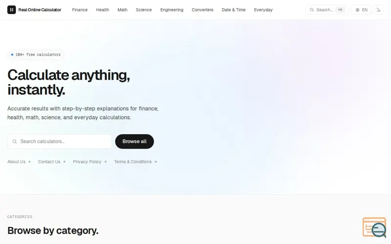 Screenshot of Real Online Calculator