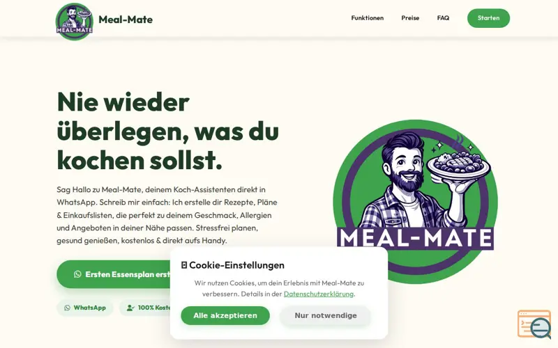 Screenshot of Meal-Mate.online - The AI Kitchen Assist