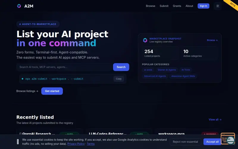 Screenshot of A2M Beta Launch