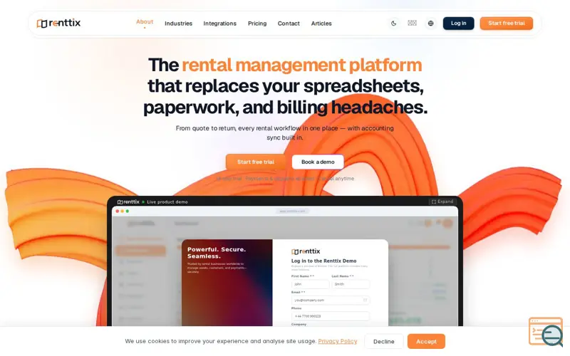 Screenshot of Renttix