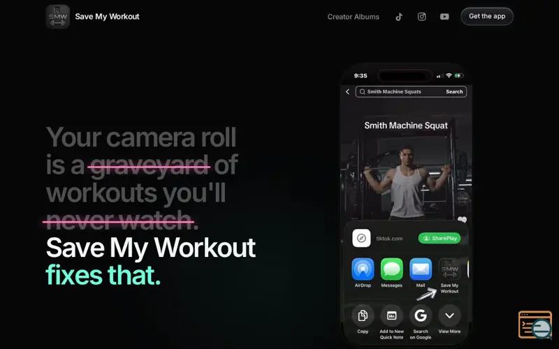 Screenshot of Save My Workout
