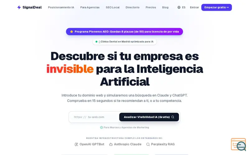 Screenshot of SignalDeal