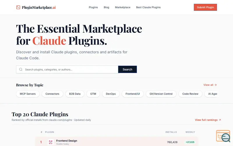 Screenshot of Claude Plugin Markeplace