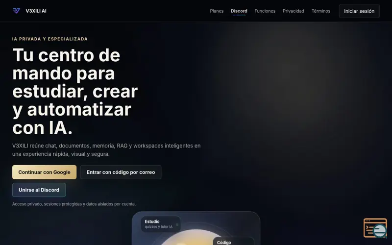 Screenshot of V3XILI AI