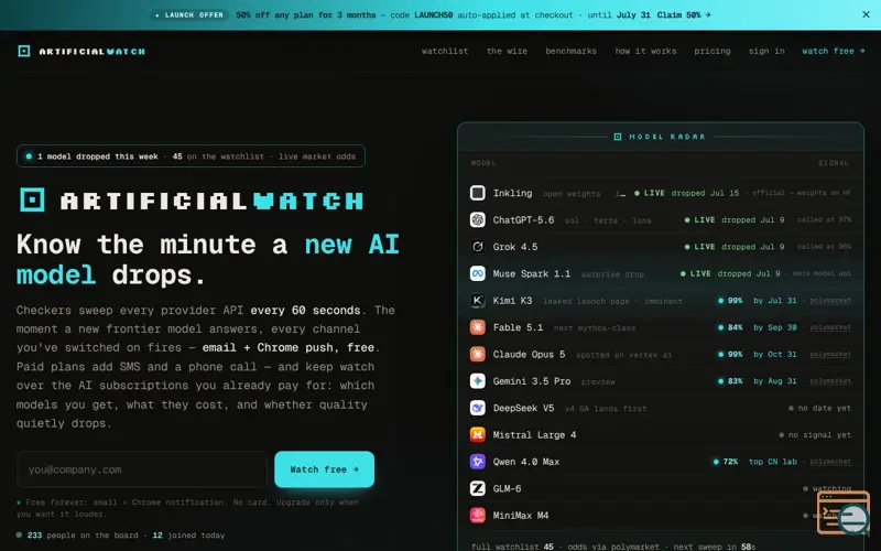 Screenshot of ArtificialWatch