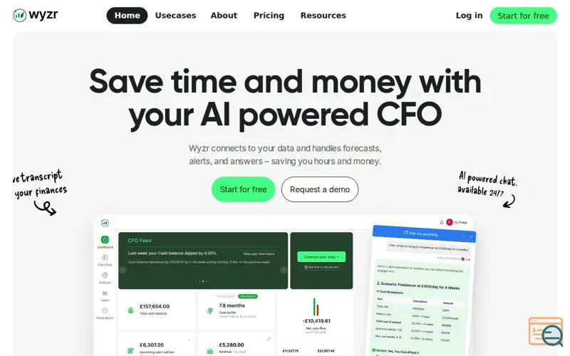 Screenshot of Wyzr – AI CFO for small businesses
