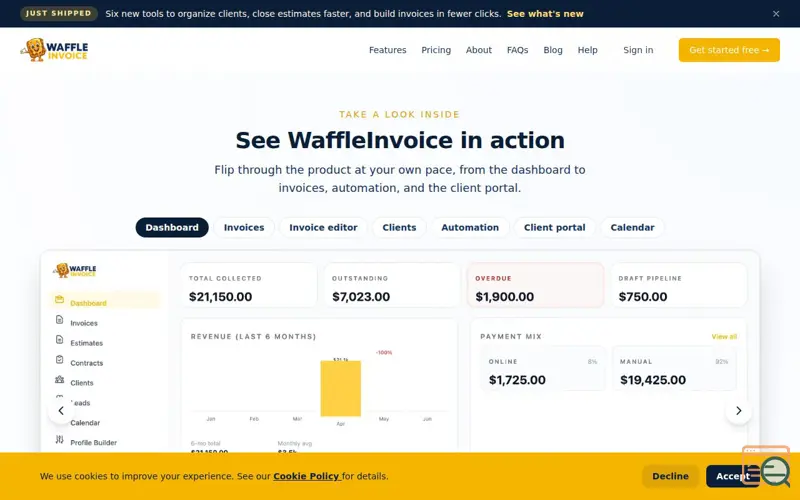 Screenshot of WaffleInvoice