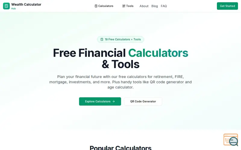Screenshot of Wealth Calculator Hub