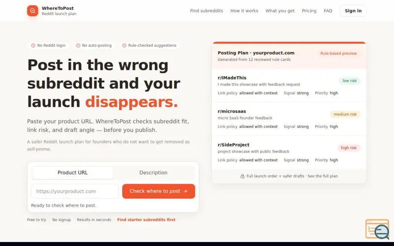Screenshot of Wheretopost