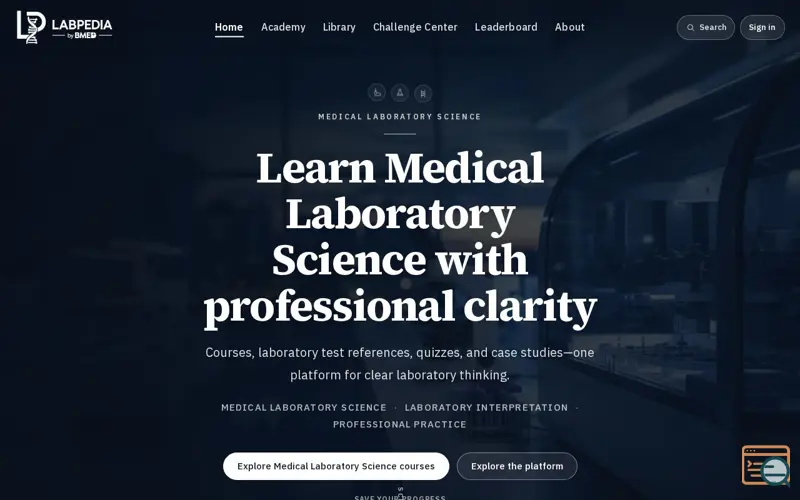 Screenshot of Medical Laboratory Science Learning Platform | LabPedia