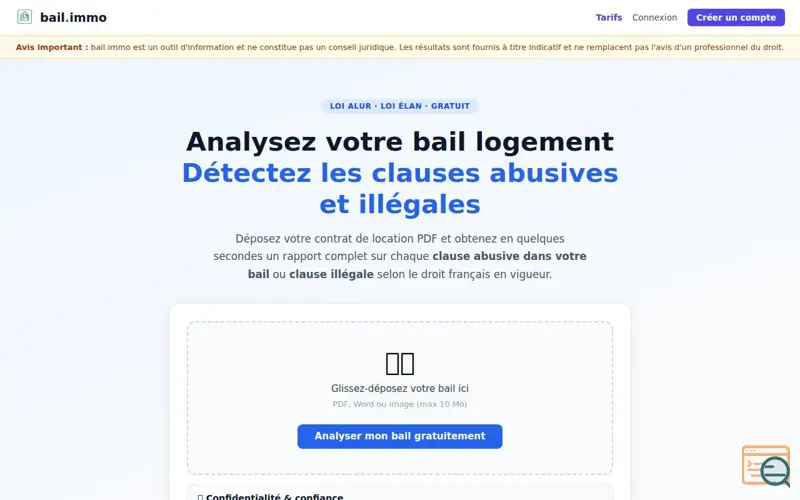 Screenshot of bail.immo