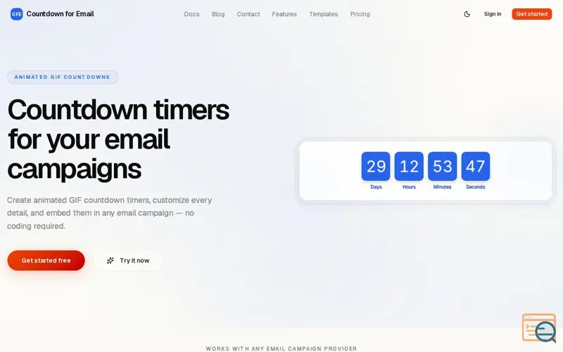 Screenshot of Countdown for Email