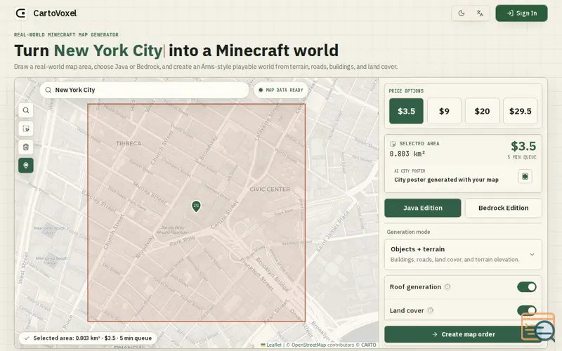 Screenshot of CartoVoxel