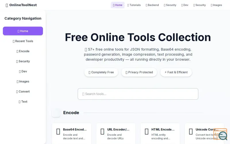 Screenshot of OnlineToolNest