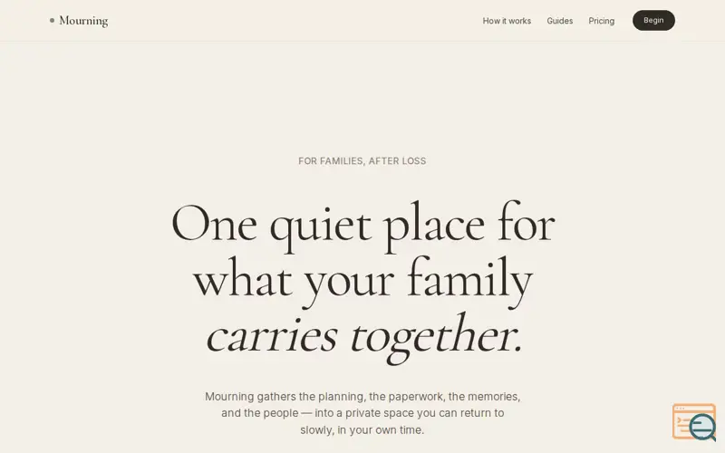 Screenshot of Mourning