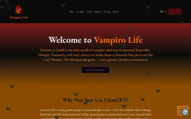 Screenshot of Vampiro Life — AI Storyteller for Vampire: The Masquerade