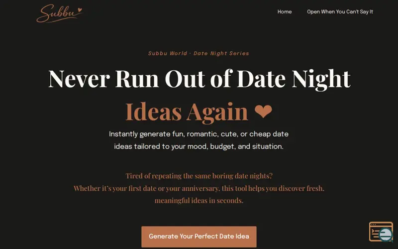 Screenshot of Date Ideas Based on Your Mood & Vibe