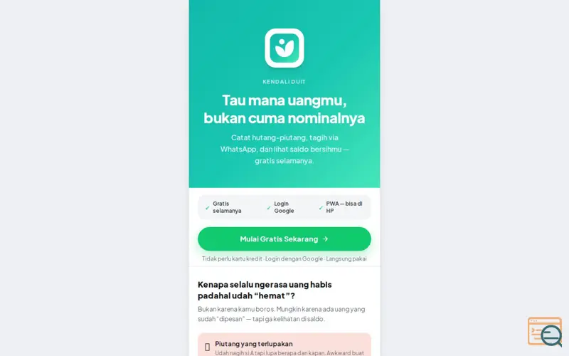 Screenshot of Kendali Duit