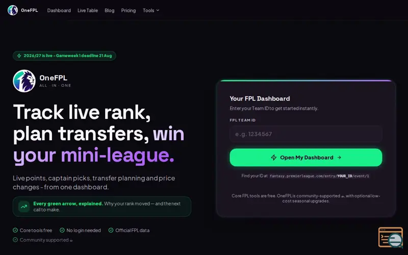 Screenshot of OneFPL
