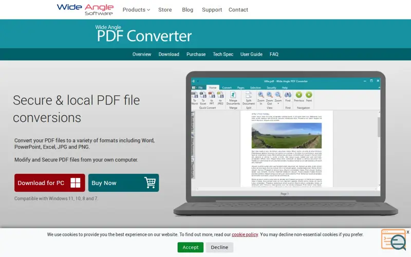 Screenshot of Wide Angle PDF Converter, a launch using Mailtrap